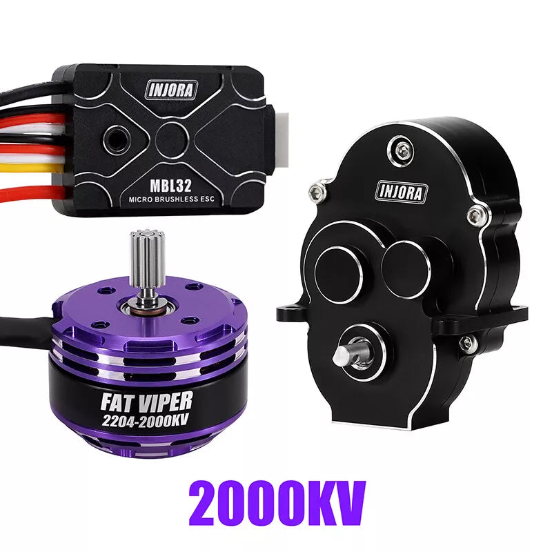 Fat Viper 2204 Brushless Outrunner 2400 KV Motor & Transmission For 1/18 TRX4M